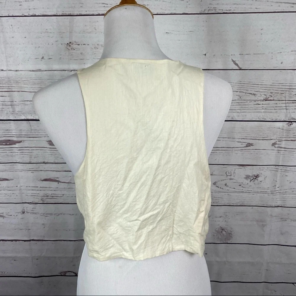 RIVER Island linen and cotton blend beaded embroidered vest Sz 18 - Picture 9 of 10